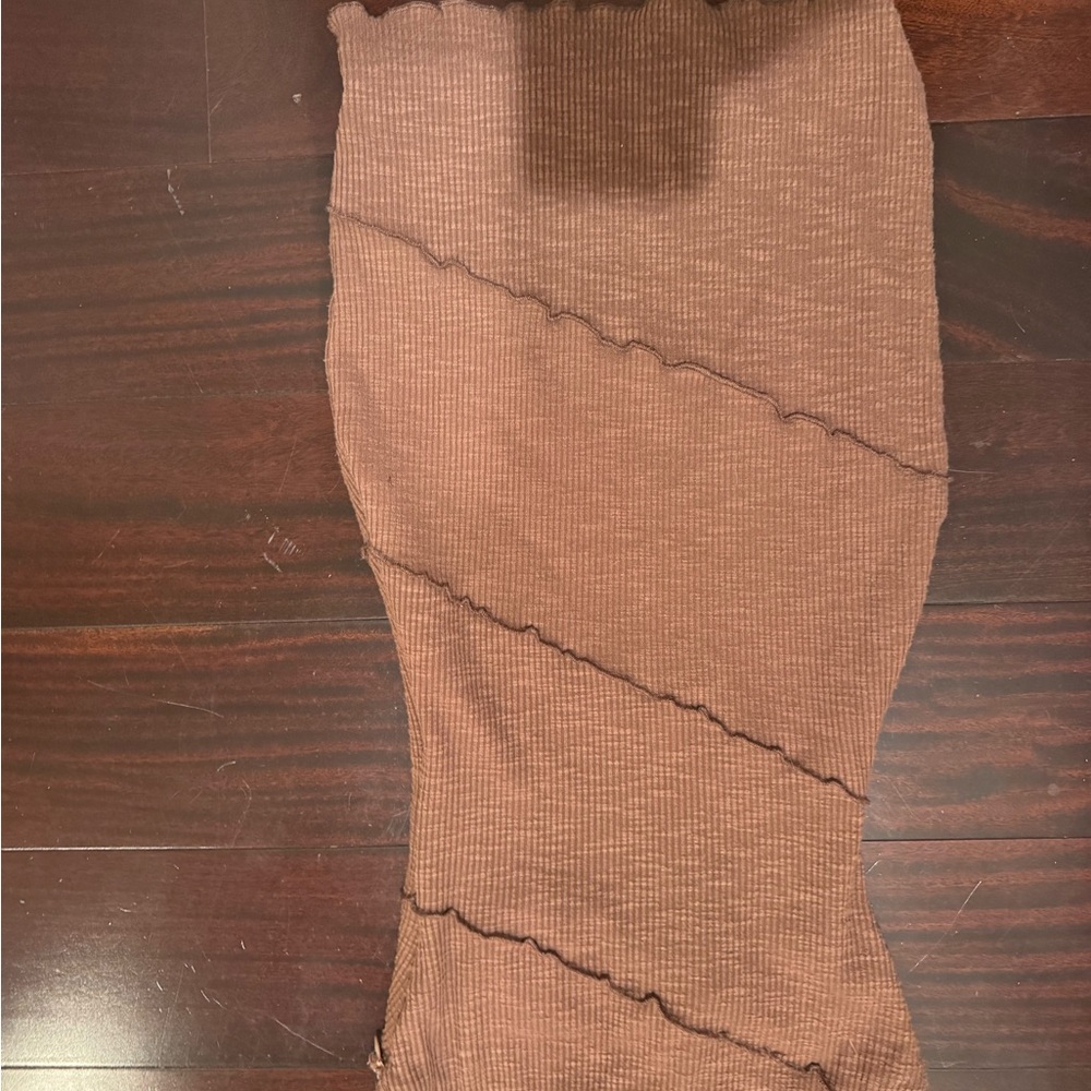 Princess Polly Brown Ribbed Strapless Dress